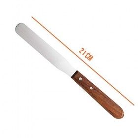 Vivezen - Spatule en inox et manche en bois pour épilation cire - 21 cm