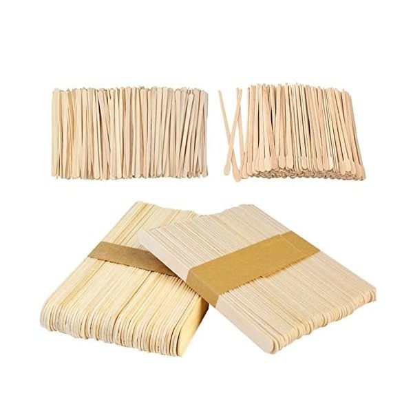 Acboor Spatule Bois Epilation, 600 Pièces 4 Modèles Spatule Bois Epilation Bâtons Applicateurs à Cire Spatule Cire Epilation 