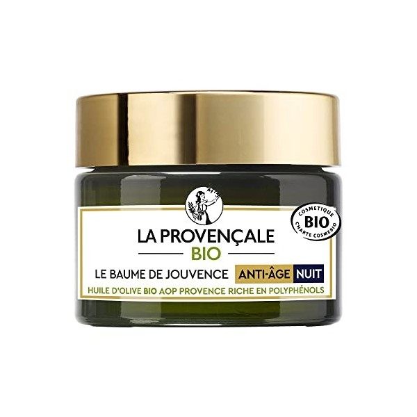 La Provençale - Le Baume de Jouvence Anti-Age Nuit - Soin Visage Nuit - Certifié Bio - Huile dOlive Bio AOC Provence - Pour 