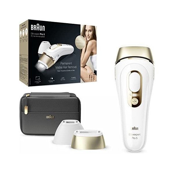 Braun Silk·expert Pro 5, épilateur à lumière pulsée, épilation semi-définitive à la maison, avec pochette et tête de précisio
