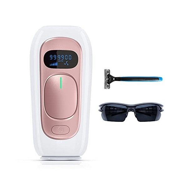 AMINZER Épilateur Lumière Pulsée de Glace, Épilateur Laser Definitive avec 999,900 Flashes, 2 Modes et 5 Niveaux Dénergie IP