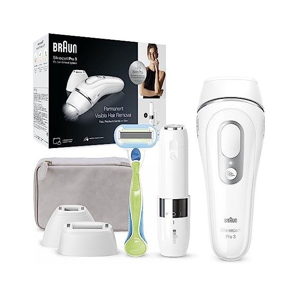 Braun Silk Expert Pro 3 IPL, Épilateur Lumière Pulsée À Domicile, Épilation Semi-Définitive Visible À Domicile, Alternative À