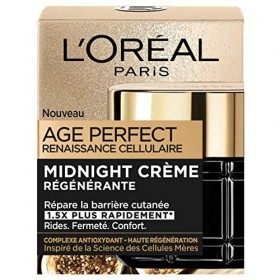 LOréal Paris - Midnight Crème Age Perfect Renaissance Cellulaire - Crème de Nuit Régénérante Anti-Âge - Soin Visage Anti-Rid ...