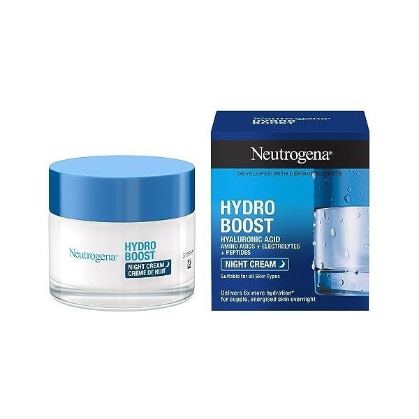 Neutrogena Hydro Boost, Crème Hydratante Visage de Nuit, Soin Visage, 1 Pot de 50ml Crème Jour et Nuit