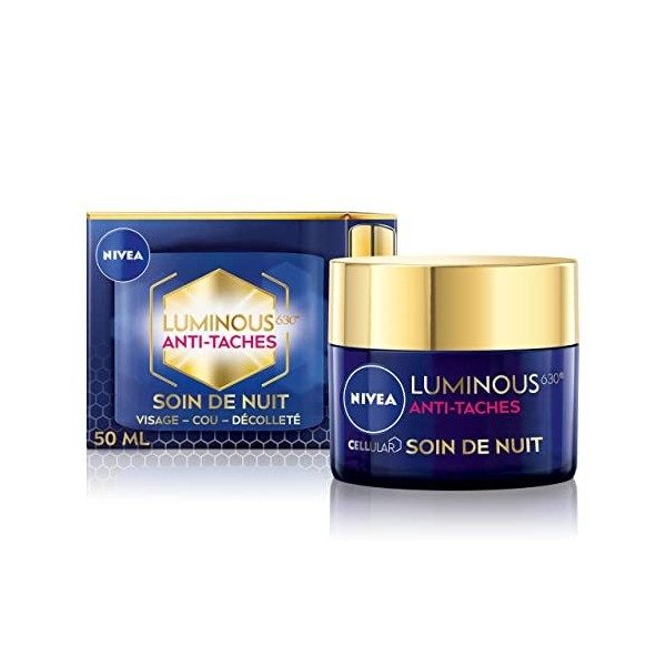 NIVEA CELLULAR Soin de nuit Luminous 630 1 x 50 ml , Crème de nuit anti taches pigmentaires, Soin visage enrichi en Luminous ...