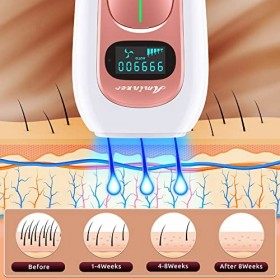 Epilateur Lumiere Pulsee 999 900 Flashs pour Aisselles/Bras/Jambe/Zone du Visage, Kit dépilateur au Laser avec Système dépi