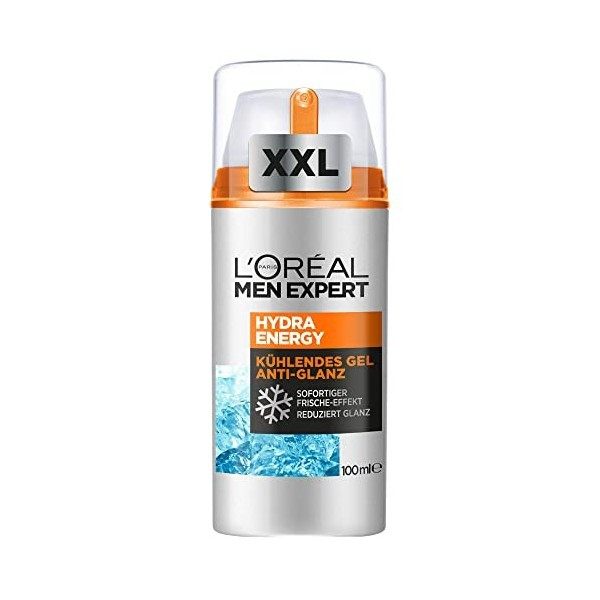 LOréal Men Expert Hydra Energy Gel rafraîchissant anti-brillance pour le visage pour homme XXL 100 ml Crème Jour et Nuit