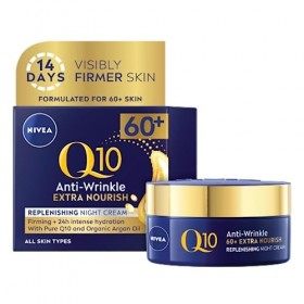 NIVEA Q10 Power 60 + Crème de nuit anti-rides + régénérante 50 ml , puissante crème anti-âge, crème hydratante de nuit pour ...