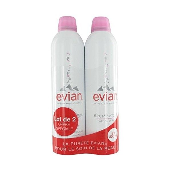 Brumisateur 2x300ml Spray facial Evian Crème Jour et Nuit