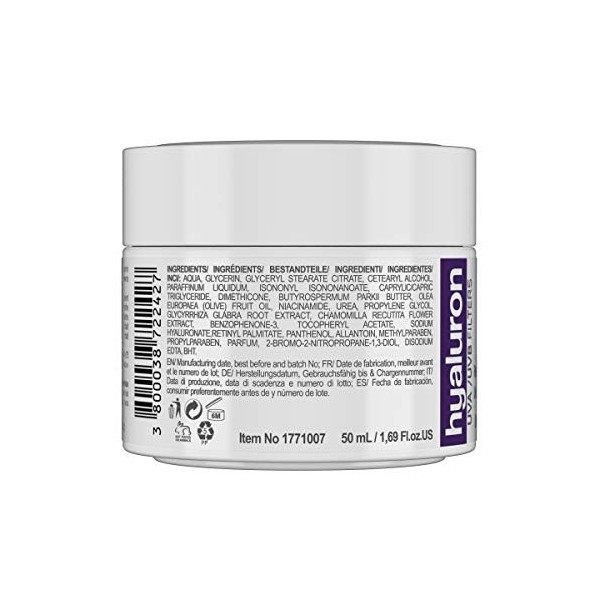 RevitaLAB - Hyaluron - Crème de jour et de nuit anti-âge, enrichie en vitamine A, vitamine E, acide hyaluronique et filtres à