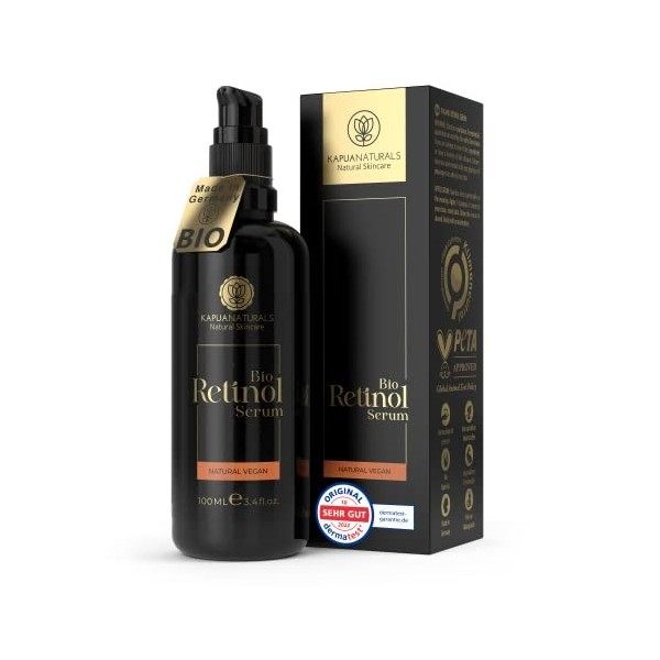 Retinol Serum Visage BIO • 100 ml • Serum retinol hautement dosé • Cosmétique naturelle & Durable • Enrichi au Rétinol pour p...