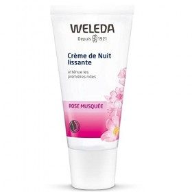 WELEDA - Crème de Nuit Lissante à la Rose Musquée - Atténue les Premières Rides - Tube 30&nbsp;ml Crème Jour et Nuit
