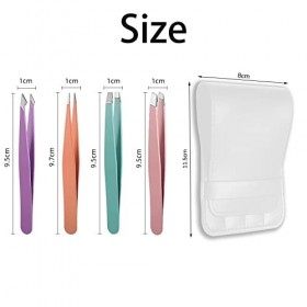 zoerbufan 4 Pcs Pince a Epiler en Acier Inoxydable, Professionnelle Pince à épiler, Pince à Sourcils de Précision pour lélim