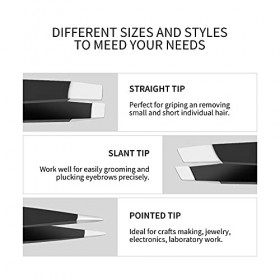 Econtal Pince à Épiler pour Sourcils, Cils, Poils Incarnés Échardes Poils du Visage Tiques, Pointe Crabe Oblique Droite Point
