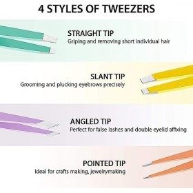 4 Pièces Pince à Épiler, pince à sourcils professionnelle en acier inoxydable et pince à épiler pointue, pince de précision p