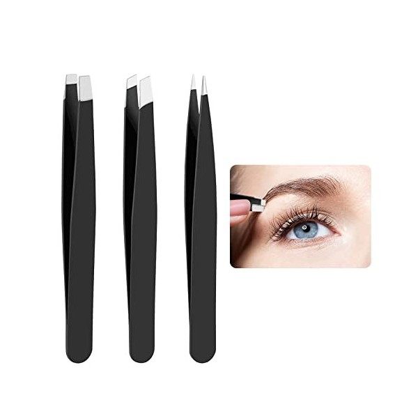 Set de Pince à Epiler pour Les Sourcils,Pince à épiler,Pince a Epiler Professionnelle,Pince à Épiler avec revêtement antidéra