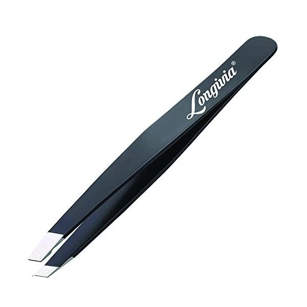 Pince à épiler pour sourcils professionnelle Longivia® oblique en acier inoxydable pointe améliorée precision epilateur pince