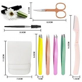 Bomtop 7 Pièces Kit de Pince à Épiler, Pince a Epiler en Acier Inoxydable, Pince à Sourcils de Précision, Sourcils D’outil Pr