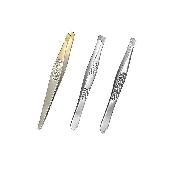 3 Pièces Pince a Epiler,Pince a Epiler Professionnelle,Pince à Epiler Sourcils en Acier Inoxydable,avec Revêtement Antidérapa