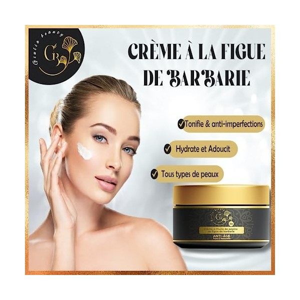 Giulia Beauty Crème NUIT à l’huile de Pépins de Figue de Barbarie ANTI-ÂGE | NUIT – 100% Pure, Bio, Naturelle – Pressée à Fro...