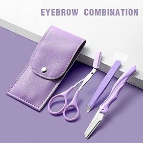 PLABBDPL Kit de Sourcils, Ciseaux à Sourcils 4 Pièces, Ciseaux Sourcils Homme, Ensemble doutils de Coupe de Sourcils, Tondeu