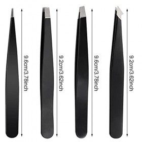 Sularpek Pince à Epiler,4 Pcs Pince à Epiler Sourcils,Pince à Epiler en Acier Inoxydable,Pince pour Epilation des Poils avec 
