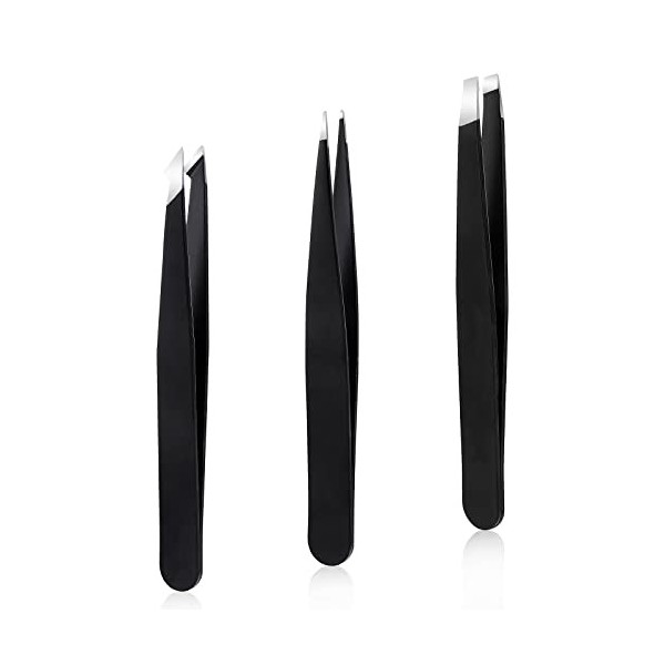 Giantree Lot de 3 pinces à épiler professionnelles en acier inoxydable pour épiler les sourcils pour homme et femme