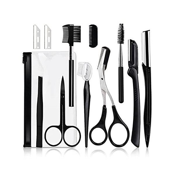 11 Pcs Kit de Coupe des Sourcils, Sourcils Kit Sourcils d’Outil Professionnel, Pincettes en Acier Inoxydable pour, Pour Sourc