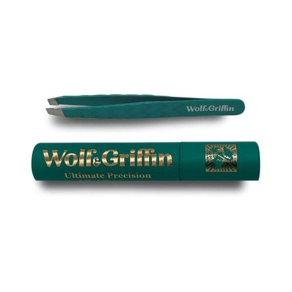 Wolf & Griffin Ultimate Precision Mini pince à épiler professionnelle en acier inoxydable pour homme et femme Vert paon