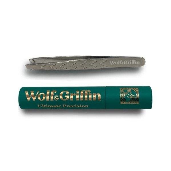 Wolf & Griffin Ultimate Precision Mini pince à épiler professionnelle en acier inoxydable pour homme et femme Vert paon