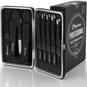 Nylea Ensemble de pinces à épiler en acier inoxydable pour homme et femme - Pince à épiler de grande précision pour poils du 