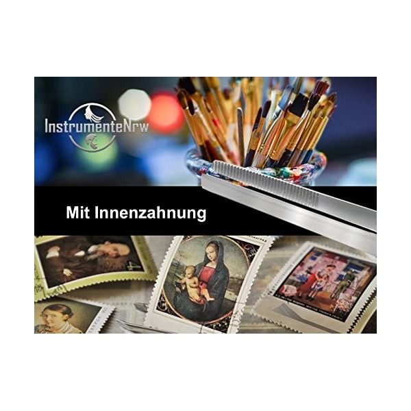 Pince à épiler droite, 25 cm, avec denture intérieure en acier inoxydable