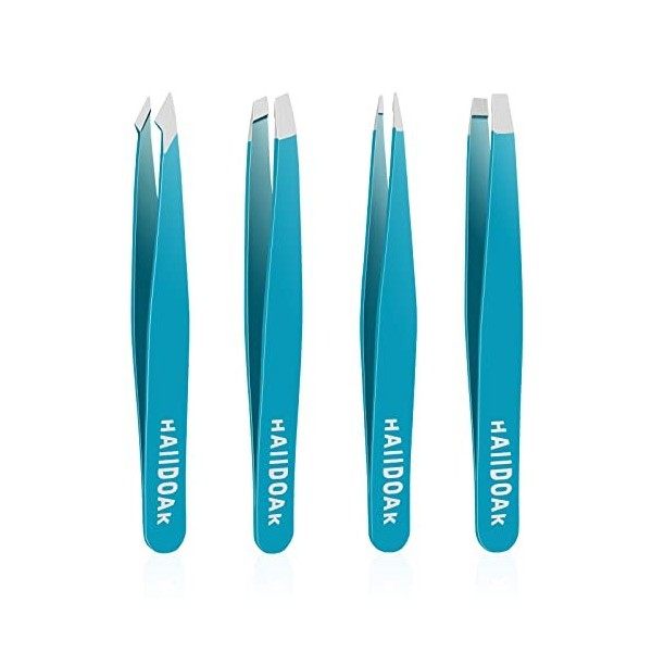 Lot de 4 pinces à épiler professionnelles en acier inoxydable pour sourcils, excellente précision pour les poils du visage, l