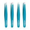 Lot de 4 pinces à épiler professionnelles en acier inoxydable pour sourcils, excellente précision pour les poils du visage, l