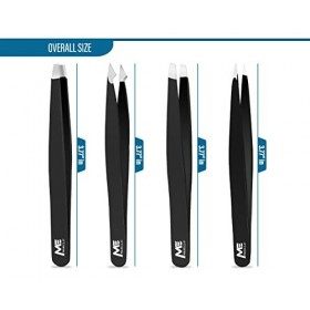 ME MAXEQUIP Lot de 4 pinces à épiler professionnelles en acier inoxydable pour homme et femme - Pour poils incarnés - Noir