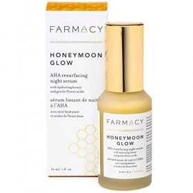 Farmacy Sérum de nuit hydratant Lueur de lune de miel AHA avec acide hyaluronique pour les ridules et les rides 1 oz liq. Cr...