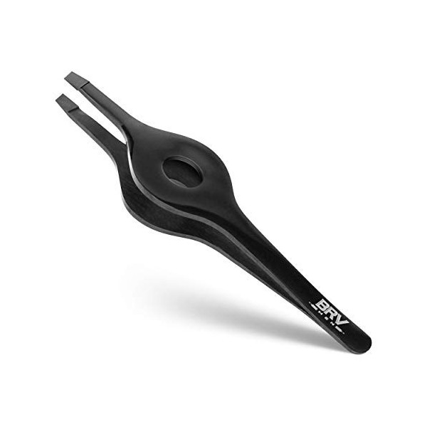 BRV MEN Pince À Épiler À Large Prise - Acier Inoxydable Revêtu De Titane - Pince À Épiler Professionnelle Pour Sourcils Et Ne