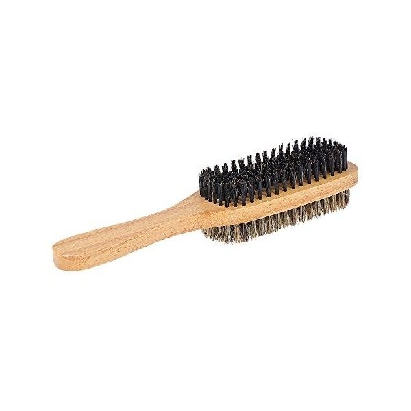 Mens Beard Brush Double-sided Facial Hair Brush, Shaving Comb Male Mustache Brush Solid Wood Handle, Agréable au Toucher Bro