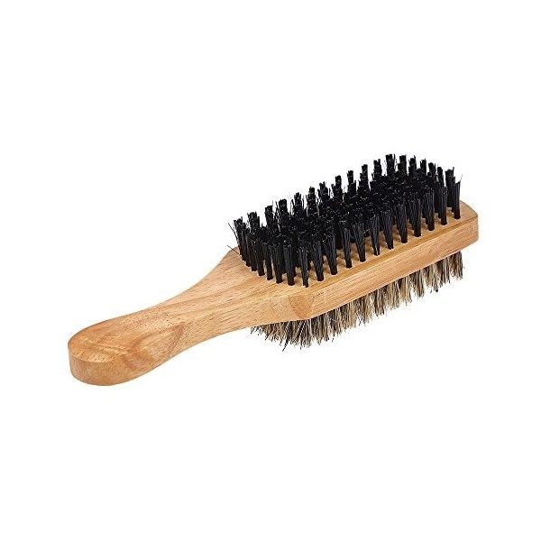 Mens Beard Brush Double-sided Facial Hair Brush, Shaving Comb Male Mustache Brush Solid Wood Handle, Agréable au Toucher Bro