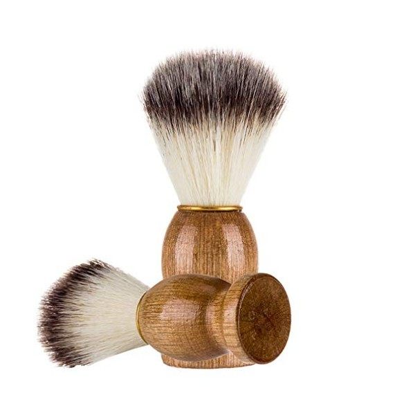 Greatwall Brosse de Rasage Pratique Visage Blaireau Cheveux Barbe Nettoyage Rasoir Brosse pour Hommes Couleur en Bois