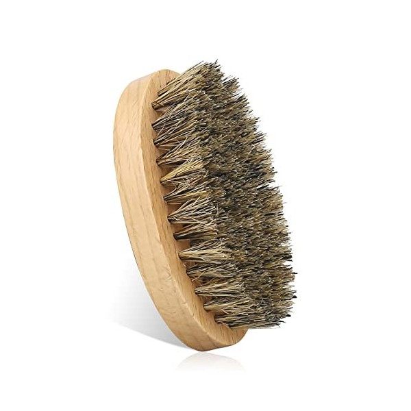 Brosse à barbe avec sac de rangement, brosse à poils de sanglier 100 % pour lentretien quotidien de la barbe, brosse à barbe