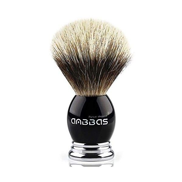 Anbbas Blaireau de Rasage pour Lhomme, Blaireau Naturelle, Noir Poignée avec Fabriqué en Résine et Alliage,Cest Accessoire 