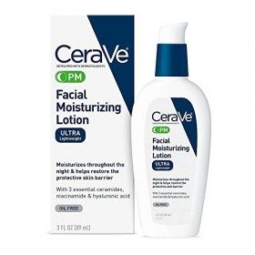 Lotion hydratante pour le visage CeraVe PM | Crème de nuit à lacide hyaluronique et à la niacinamide | Hydratant ultra-léger
