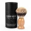 QSHAVE Brosse Blaireau de Rasage Fait à Main de 100% Poils de Blaireaus Véritables et Purs avec Manche en Bois. Le choix pour