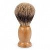 QSHAVE Brosse Blaireau de Rasage Fait à Main de 100% Poils de Blaireaus Véritables et Purs avec Manche en Bois. Le choix pour