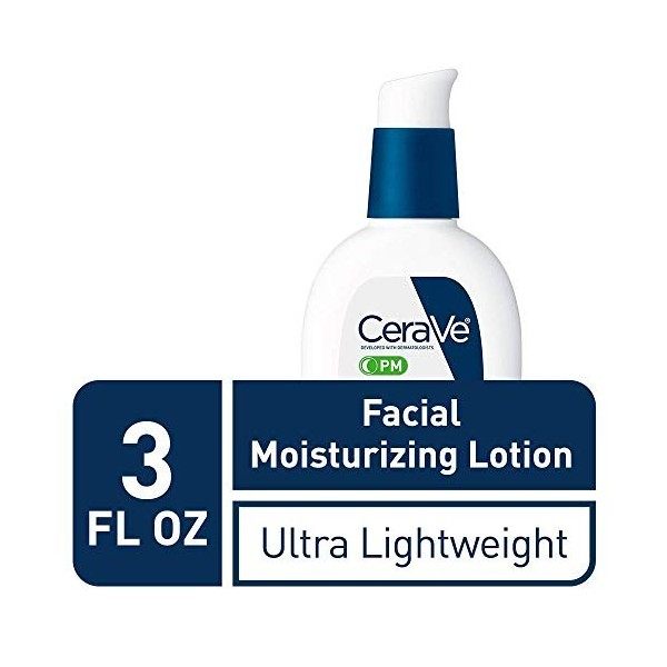 Lotion hydratante pour le visage CeraVe PM | Crème de nuit à lacide hyaluronique et à la niacinamide | Hydratant ultra-léger ...