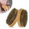 Lot de 2 Brosse Barbe Homme Lissante en Soie de Sanglier avec Manche en Bois Massif, Brosse à Barbe en Poils de Sanglier, Bro