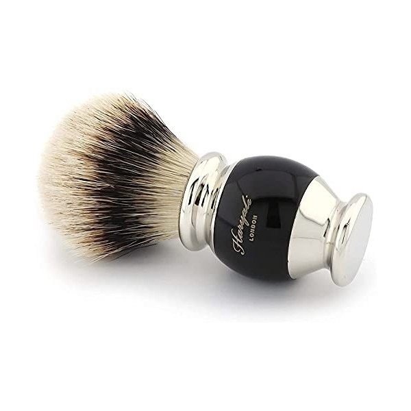 Blaireau de rasage moderne silvertip en poils de blaireau de grande qualité avec support de brosse Noir/argenté