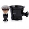 SHAVING BRUSH & BOWL GIFT SET - From Bennys of London - Our Shaving Brush with the Black Mug for Lathering Shave Soap and Cr