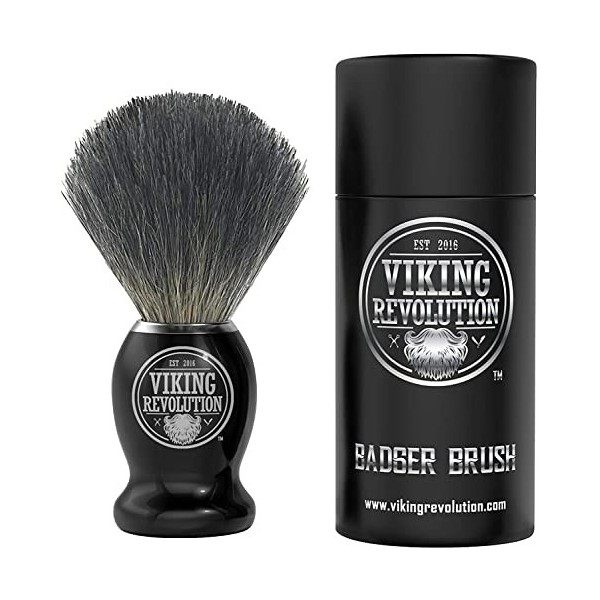 Viking Revolution Blaireau Rasage Homme - Blaireau de Rasage Humide avec Crème & Savon de Rasage - Idéal pour Utiliser avec u